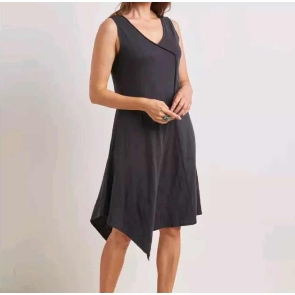 Habitat Asymmetrical Tank Dress With Pockets In Black Size S Cotton Lagenlook